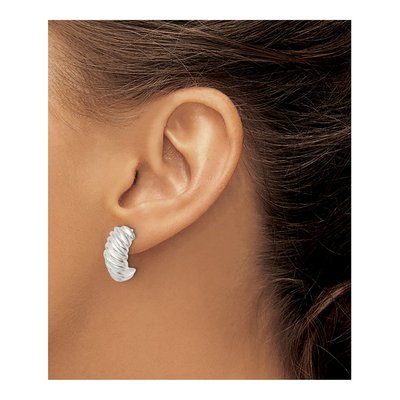 Sterling Silver 18mm Hollow J- Hoop Earrings – view 4