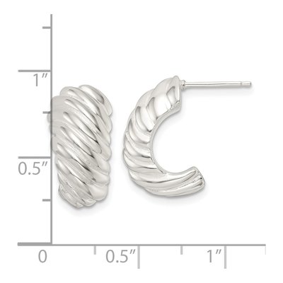 Sterling Silver 18mm Hollow J- Hoop Earrings – view 5
