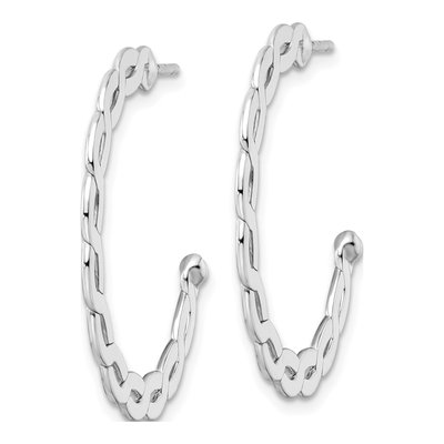Sterling Silver 31mm Twisted Flat Hoop Earrings – view 3