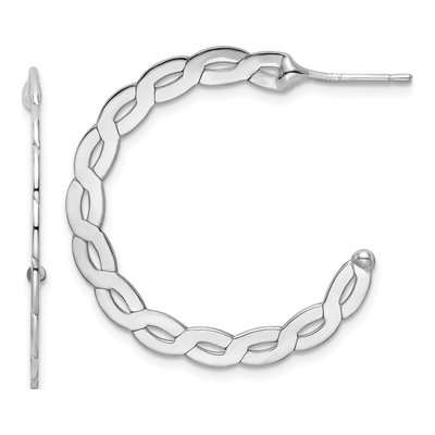 Sterling Silver 31mm Twisted Flat Hoop Earrings