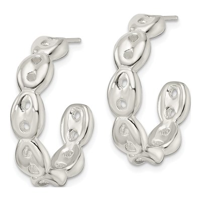 Sterling Silver 25mm Scalloped C- Hoop Earrings – view 3