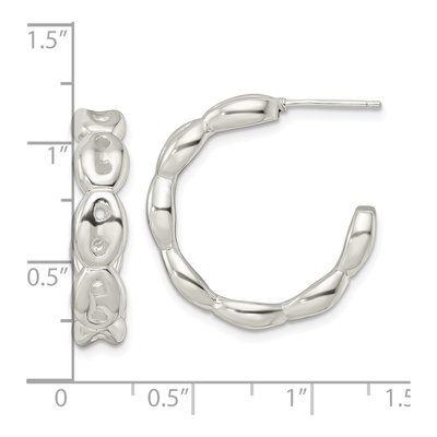 Sterling Silver 25mm Scalloped C- Hoop Earrings – view 5