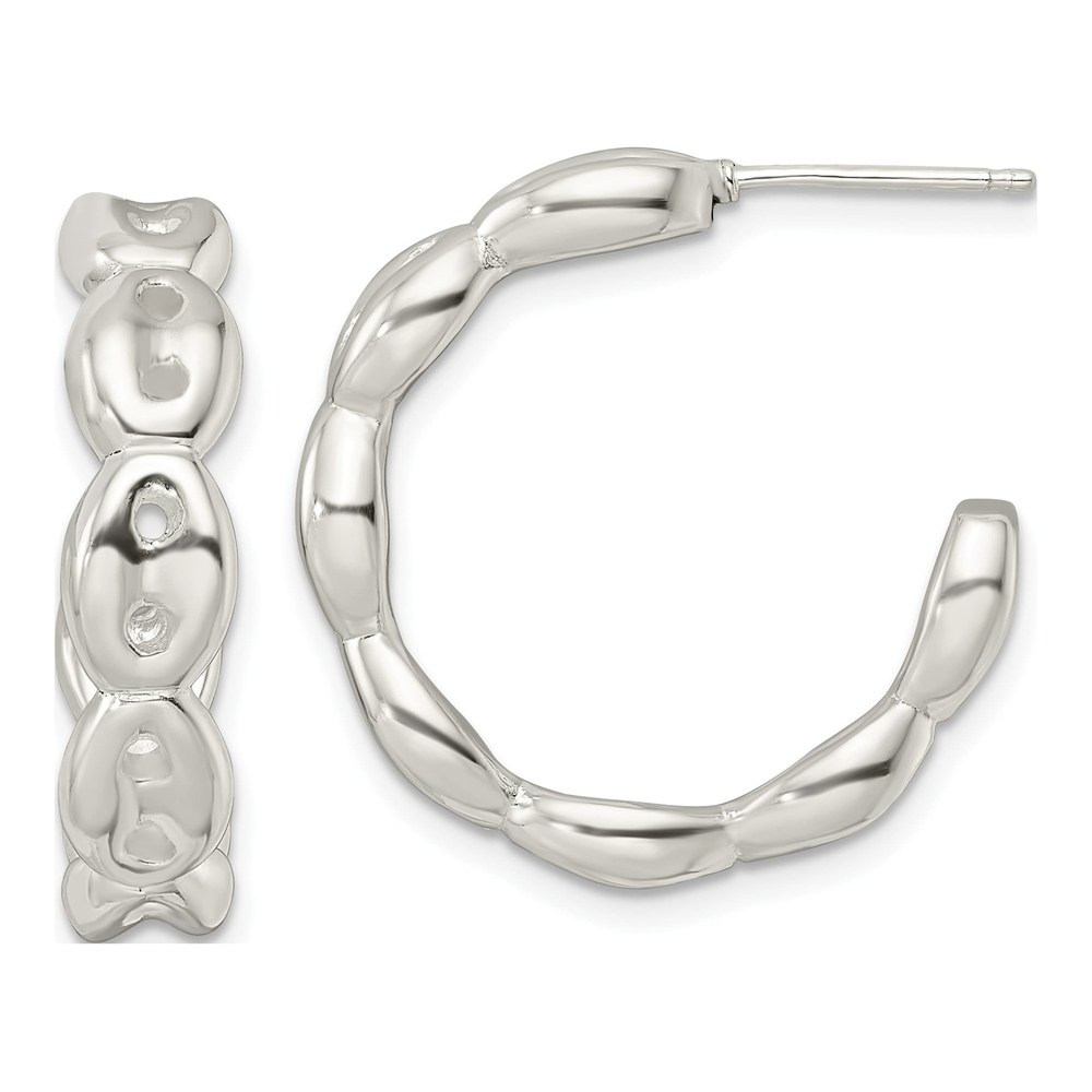 Sterling Silver 25mm Scalloped C- Hoop Earrings
