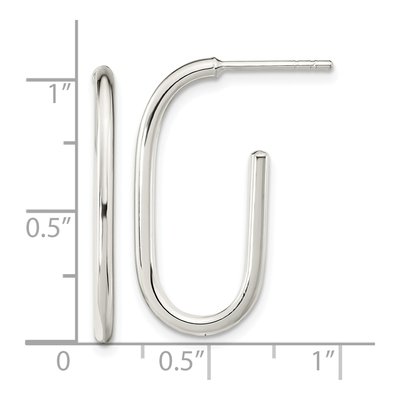 Sterling Silver 27mm Oval J- Hoop Earrings – view 5
