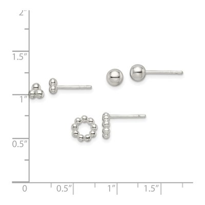 Sterling Silver Beaded Stud Earring Set – view 5