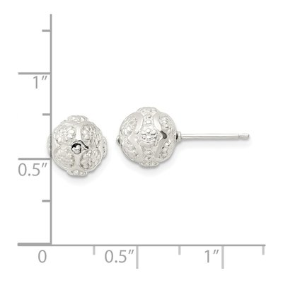 Sterling Silver Floral Ball Stud Earrings – view 5
