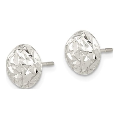Sterling Silver Diamond-Cut Button Stud Earrings – view 3