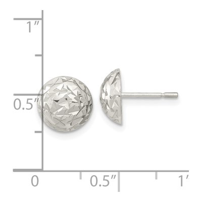 Sterling Silver Diamond-Cut Button Stud Earrings – view 5