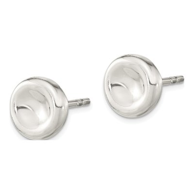 Sterling Silver Puffed Circle Stud Earrings – view 3