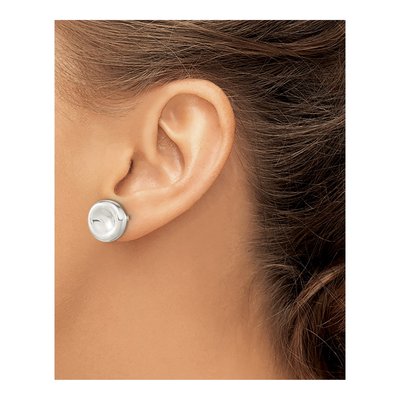 Sterling Silver Puffed Circle Stud Earrings – view 4