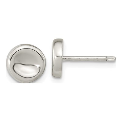 Sterling Silver Puffed Circle Stud Earrings