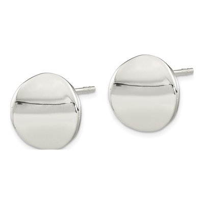 Sterling Silver Flat Circle Post Earrings, Polished – view 3