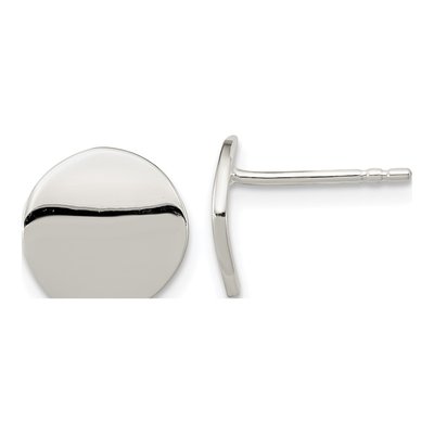 Sterling Silver Flat Circle Stud Earrings