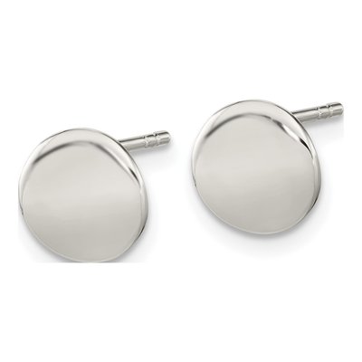 Sterling Silver Flat Circle Stud Earrings – view 3