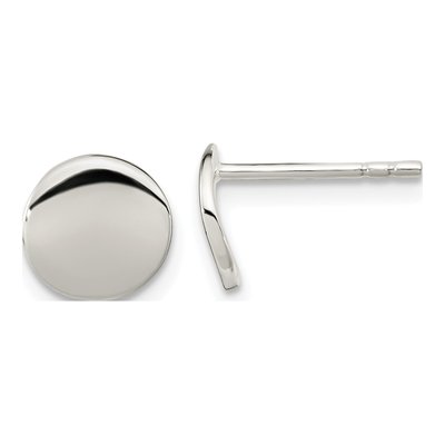 Sterling Silver Flat Circle Stud Earrings