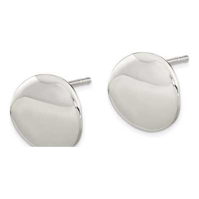 Sterling Silver Flat Circle Stud Earrings – view 3