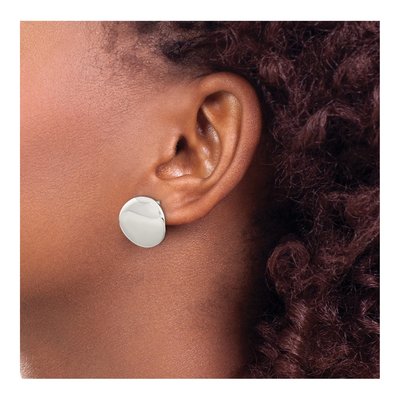 Sterling Silver Flat Circle Stud Earrings – view 4
