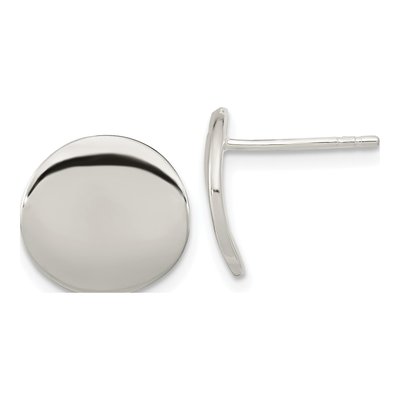 Sterling Silver Flat Circle Stud Earrings