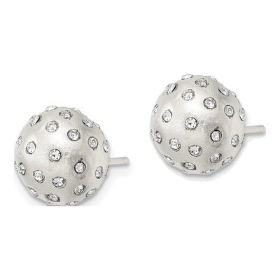 Sterling Silver Round Crystal Ball Stud Earrings – view 3