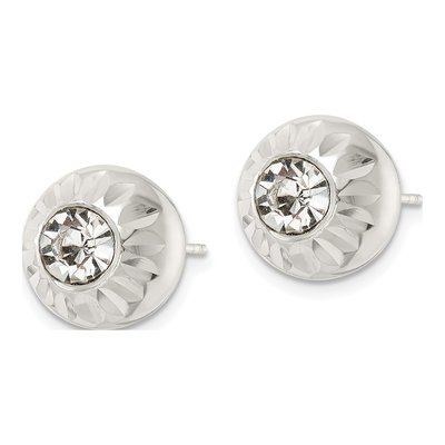 Sterling Silver Round Crystal Ball Stud Earrings – view 3