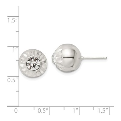Sterling Silver Round Crystal Ball Stud Earrings – view 5
