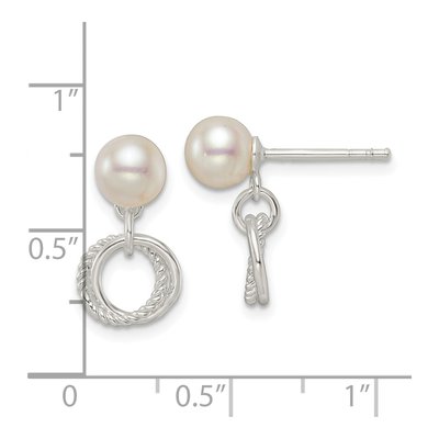 Sterling Silver Simulated Pearl Glass Dangle Earrings – view 5