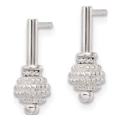 Sterling Silver Textured Ball Dangle Earrings – view 3