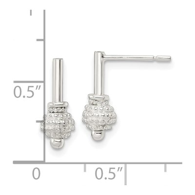 Sterling Silver Textured Ball Dangle Earrings – view 5