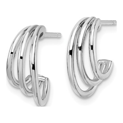 Sterling Silver 14mm J- Hoop Earrings – view 3