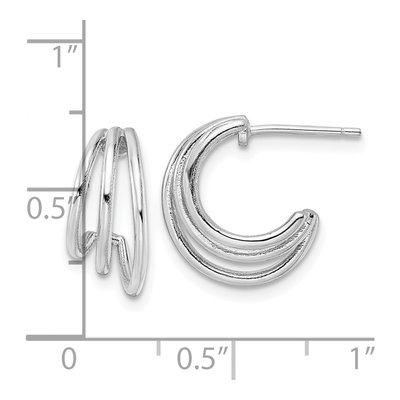 Sterling Silver 14mm J- Hoop Earrings – view 5