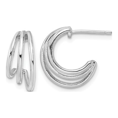 Sterling Silver 14mm J- Hoop Earrings