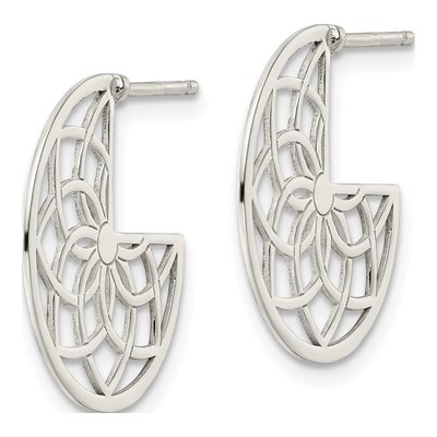 Sterling Silver Floral Filigree Dangle Earrings – view 3