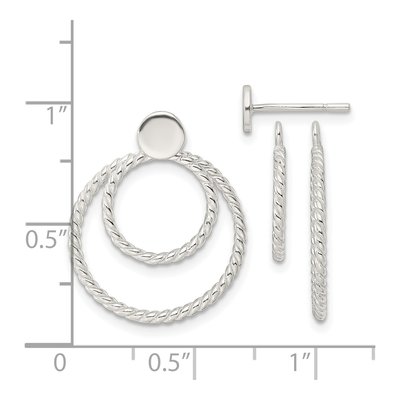 Sterling Silver Circle Jacket Button Dangle Earrings – view 5
