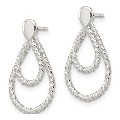Sterling Silver Teardrop Jacket Button Dangle Earrings – view 3