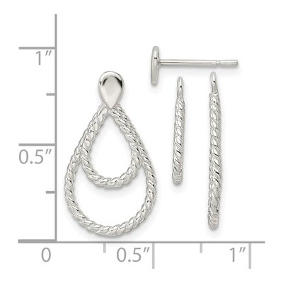 Sterling Silver Teardrop Jacket Button Dangle Earrings – view 5
