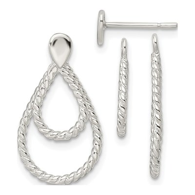 Sterling Silver Teardrop Jacket Button Dangle Earrings