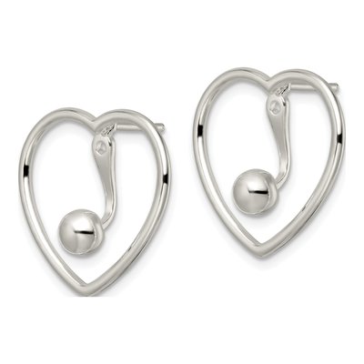 Sterling Silver Heart Ball Dangle Earrings – view 3