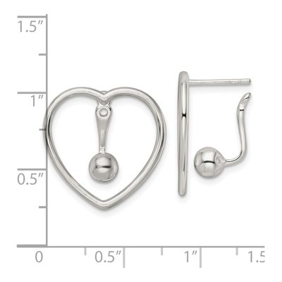 Sterling Silver Heart Ball Dangle Earrings – view 5