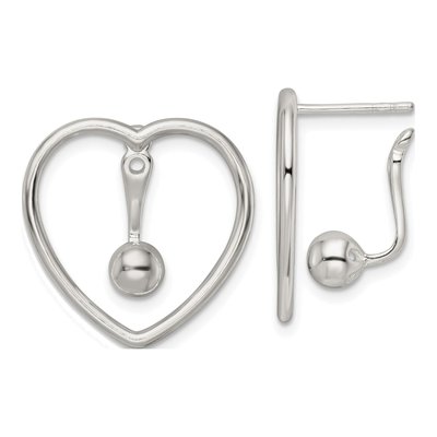 Sterling Silver Heart Ball Dangle Earrings