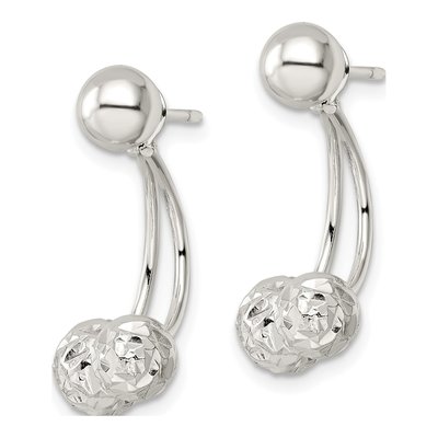 Sterling Silver Textured Ball Dangle Earrings – view 3