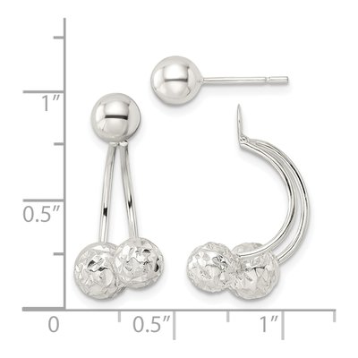 Sterling Silver Textured Ball Dangle Earrings – view 5