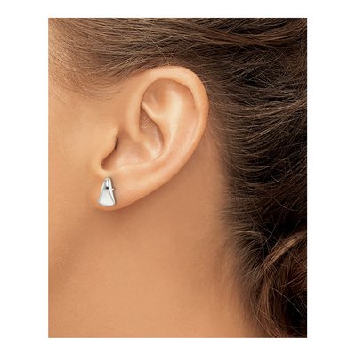 Sterling Silver Wedge Button Stud Earrings – view 4