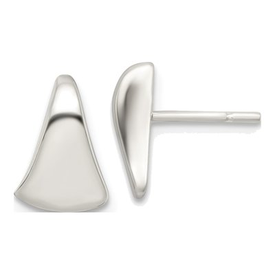 Sterling Silver Wedge Button Stud Earrings