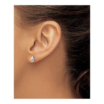 Sterling Silver Diamond-Cut Teardrop Stud Earrings – view 4