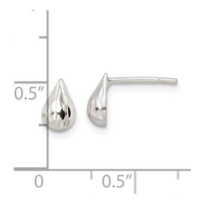 Sterling Silver Diamond-Cut Teardrop Stud Earrings – view 5