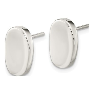 Sterling Silver Oval Stud Earrings – view 3