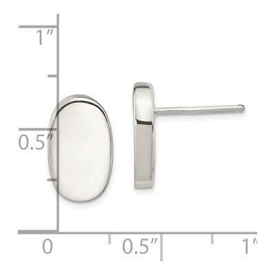 Sterling Silver Oval Stud Earrings – view 5