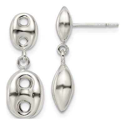 Sterling Silver Oval Dangle Earrings