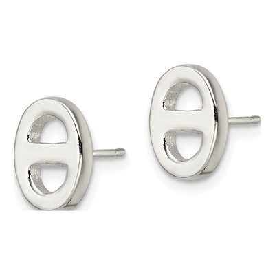Sterling Silver Oval Button Stud Earrings – view 3