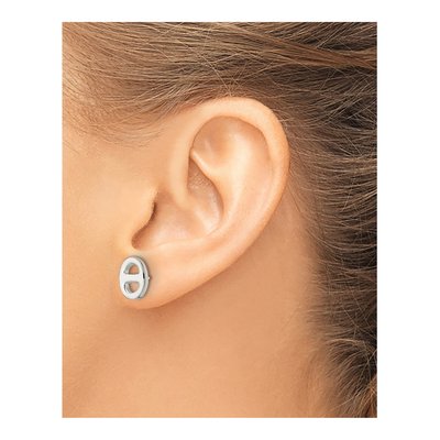 Sterling Silver Oval Button Stud Earrings – view 4